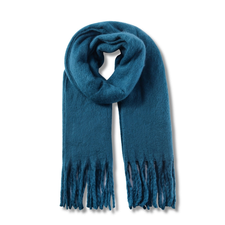 Ladies Cosy Fluffy Teal Blanket Scarf FSC-30