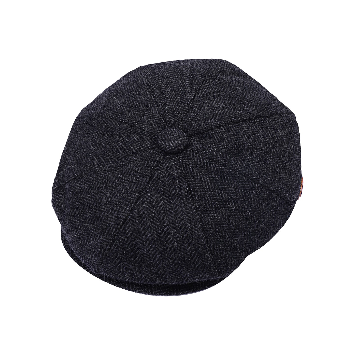Classic 8 Piece Newsboy Cap - Charcoal Herringbone