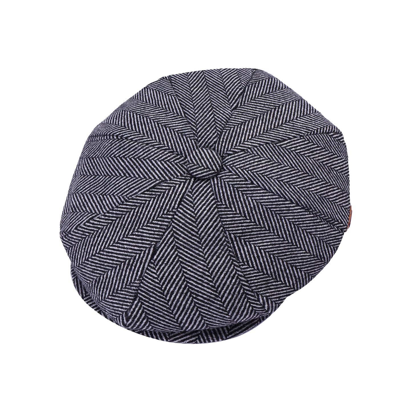 Classic 8 Piece Newsboy Cap - Black & White Herringbone