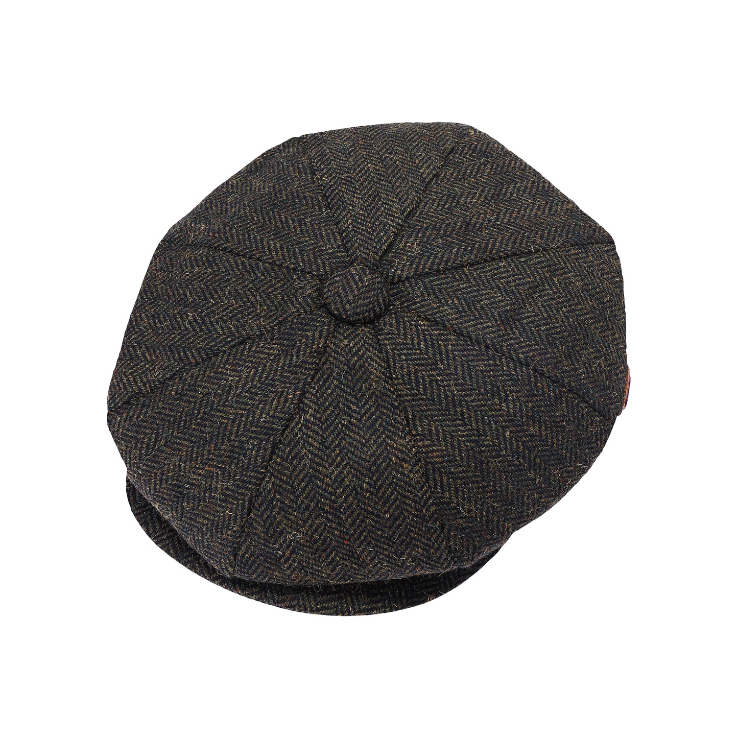 Classic 8 Piece Newsboy Cap - Green Herringbone