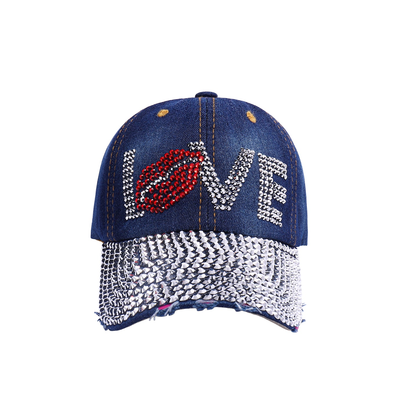 Love Lips Diamante Baseball Caps