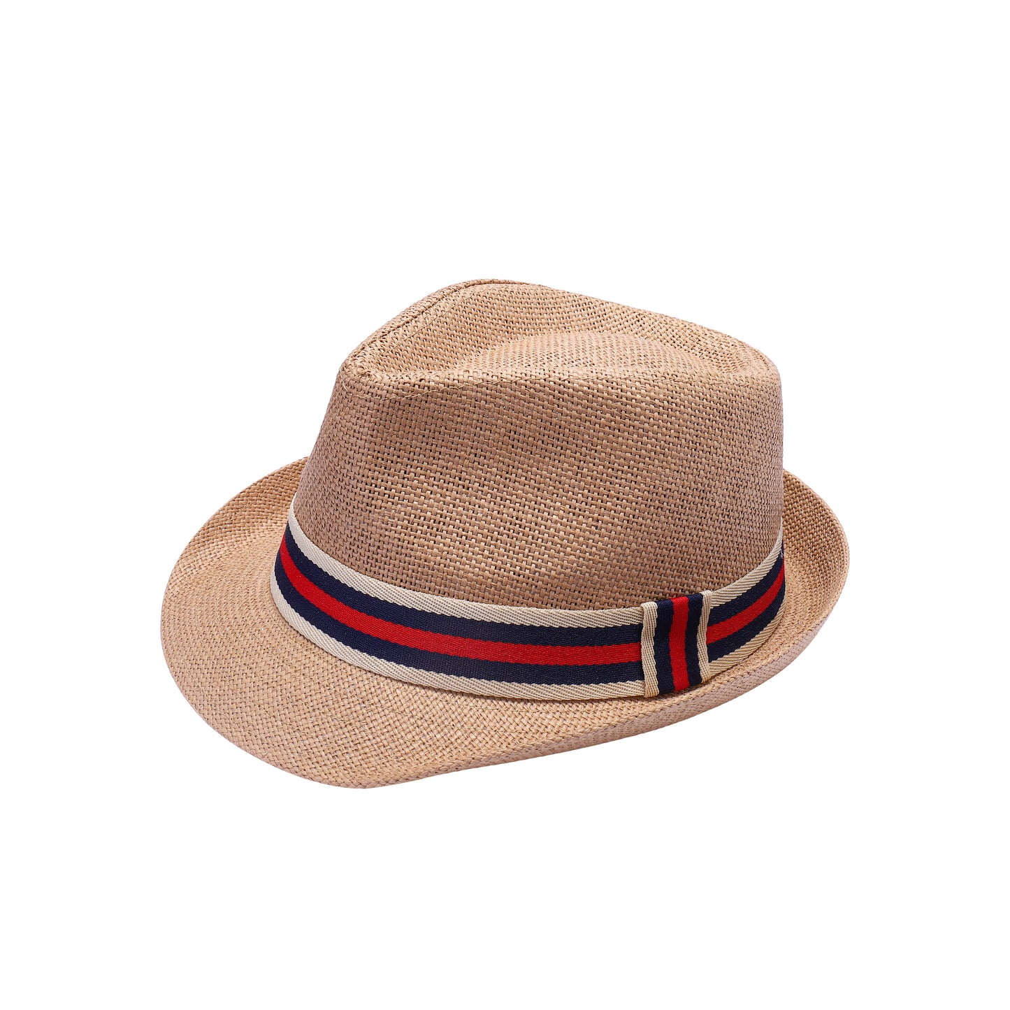 Summer Trilby Hat with Red & Navy Stripe Band