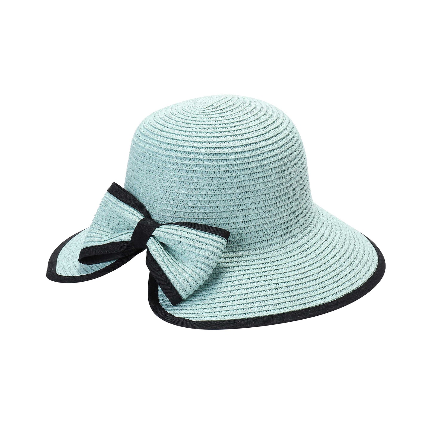 Ladies Elegant Cloche Hat with Structured Contrast Bow