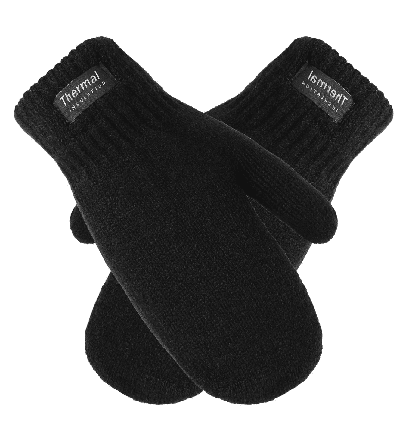 Mens Pro Heat Thermal Insulated Mitten Gloves - Black (12 Pairs)