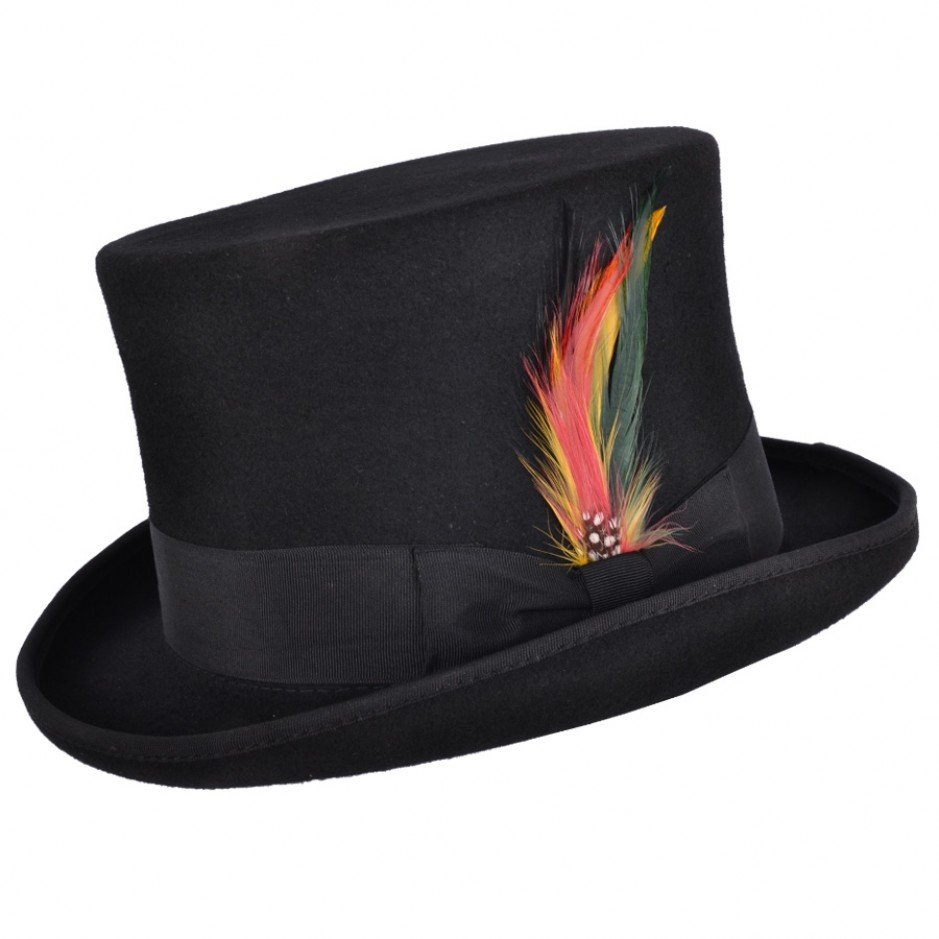 100% Wool Classic Top Hat - Black