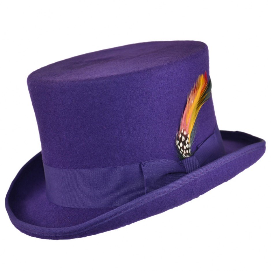 100% Wool Classic Top Hat - Purple