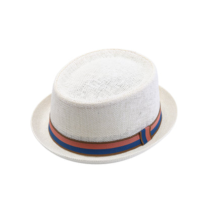 Classic Pork Pie Hat with Assorted Stripe Band