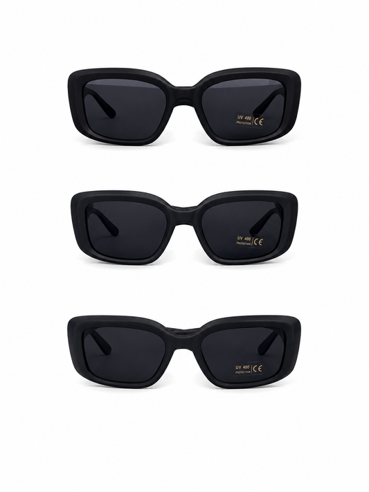 Black Chunky Rectangular Sunglasses - LSG-24 (12 Units)