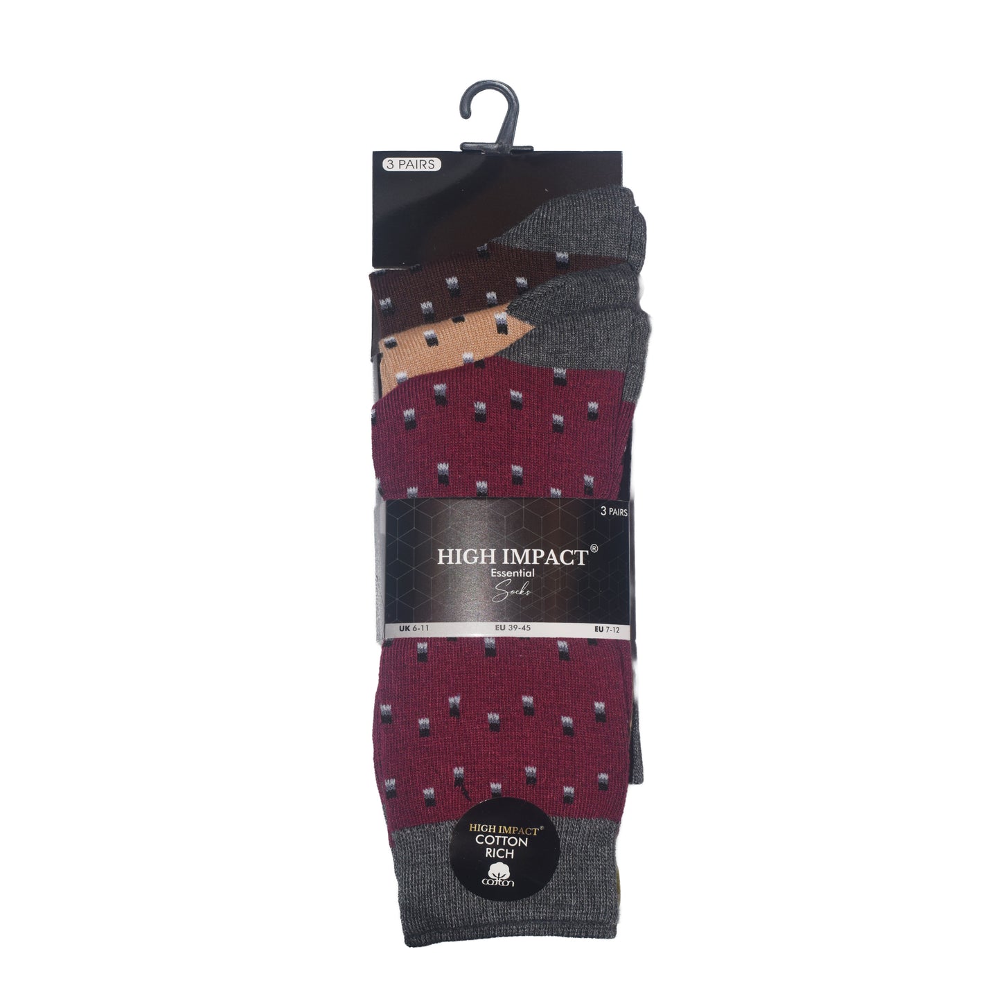Mens Dress Socks - Square Dot Pattern (12 Pairs)