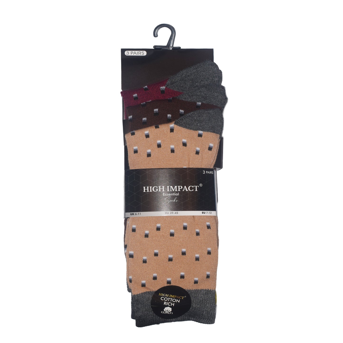 Mens Dress Socks - Square Dot Pattern (12 Pairs)