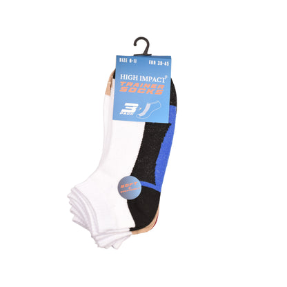 Mens Trainer Socks - Curved Colour Block Pattern (12 Pairs)