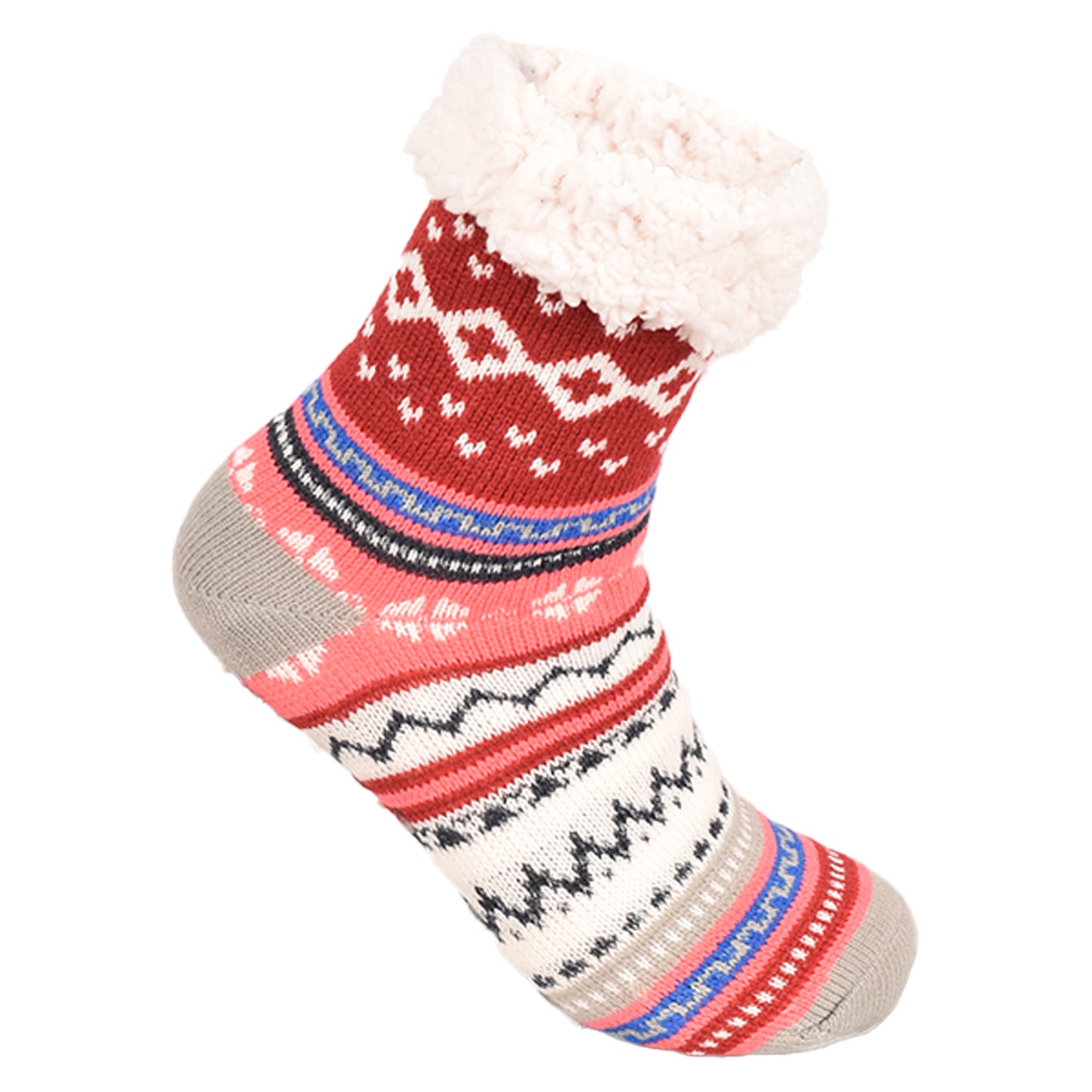 Ladies 4.8 TOG Cosy Slipper Socks - Bright Nordic & Fair Isle