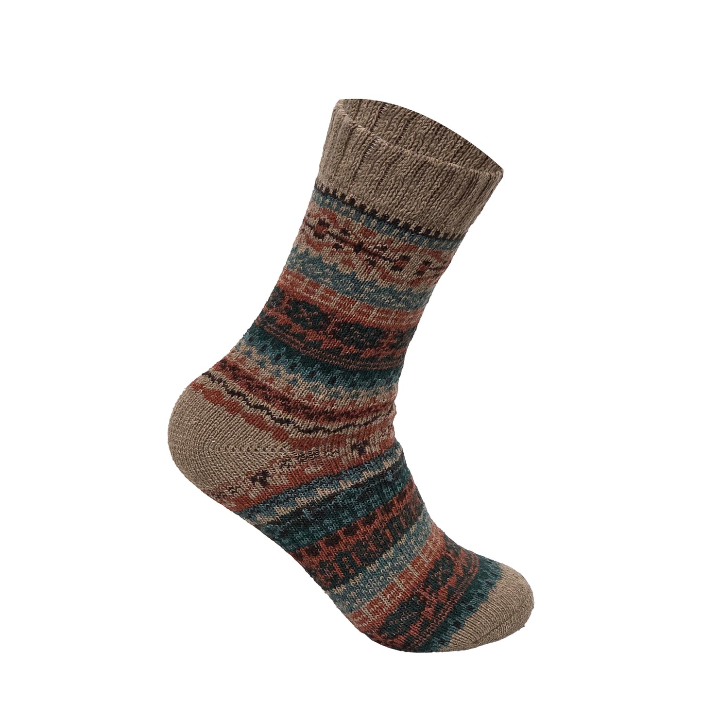 Mens Merino Lambs Wool Socks - Fair Isle Snowflake (12 Pairs)