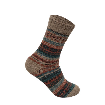 Mens Merino Lambs Wool Socks - Fair Isle Snowflake (12 Pairs)