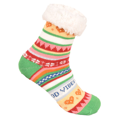 Ladies 4.8 TOG Cosy Slipper Socks - Festive Good Vibes