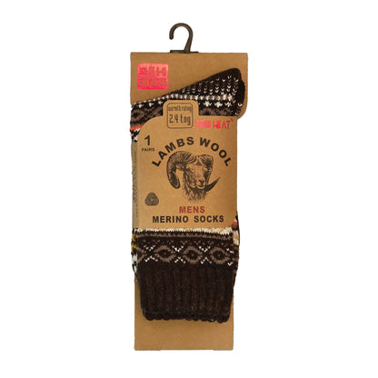 Mens Merino Lambs Wool Socks - Nordic Knit (12 Pairs)