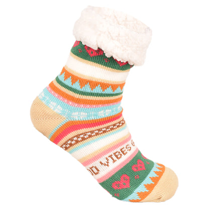 Ladies 4.8 TOG Cosy Slipper Socks - Festive Good Vibes
