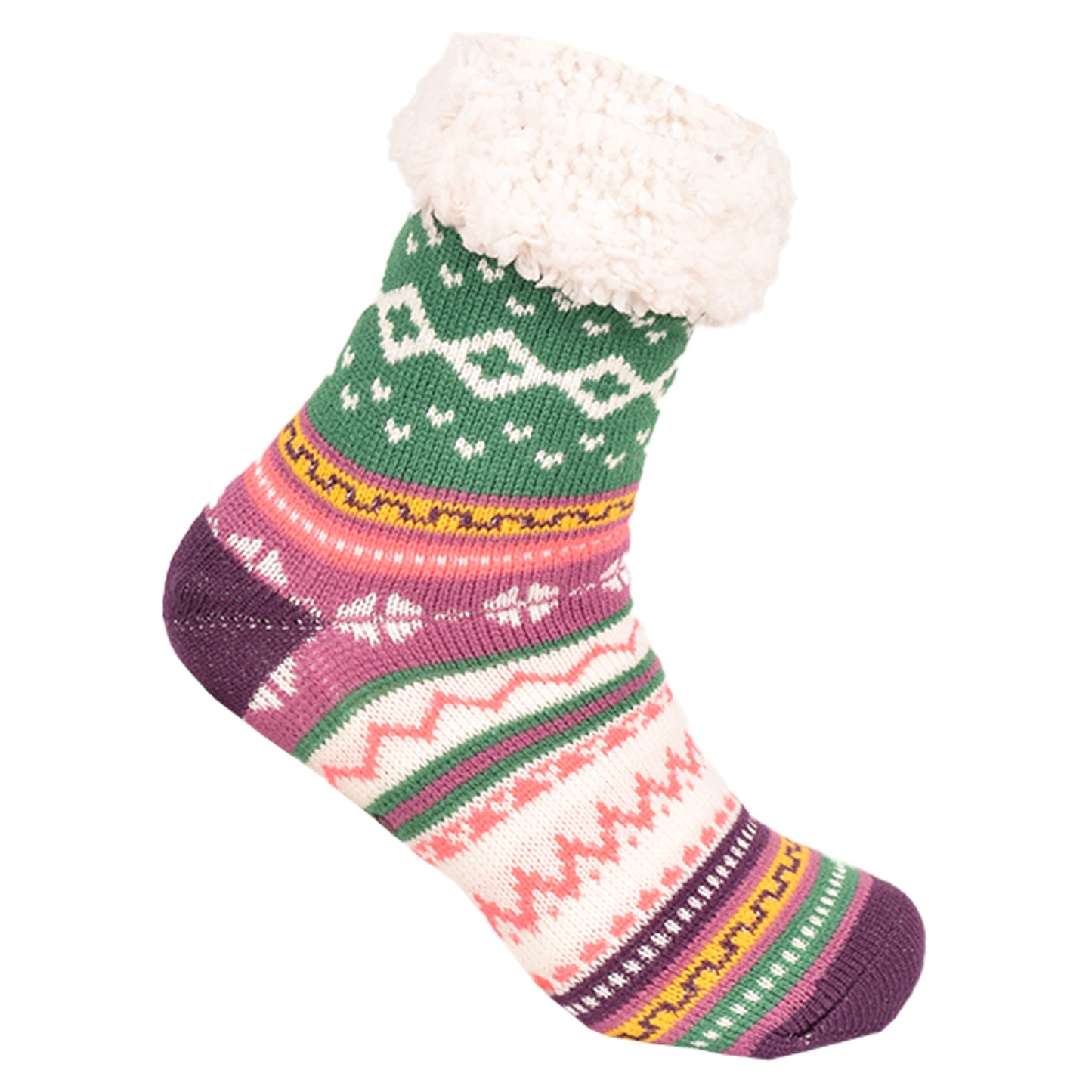 Ladies 4.8 TOG Cosy Slipper Socks - Bright Nordic & Fair Isle