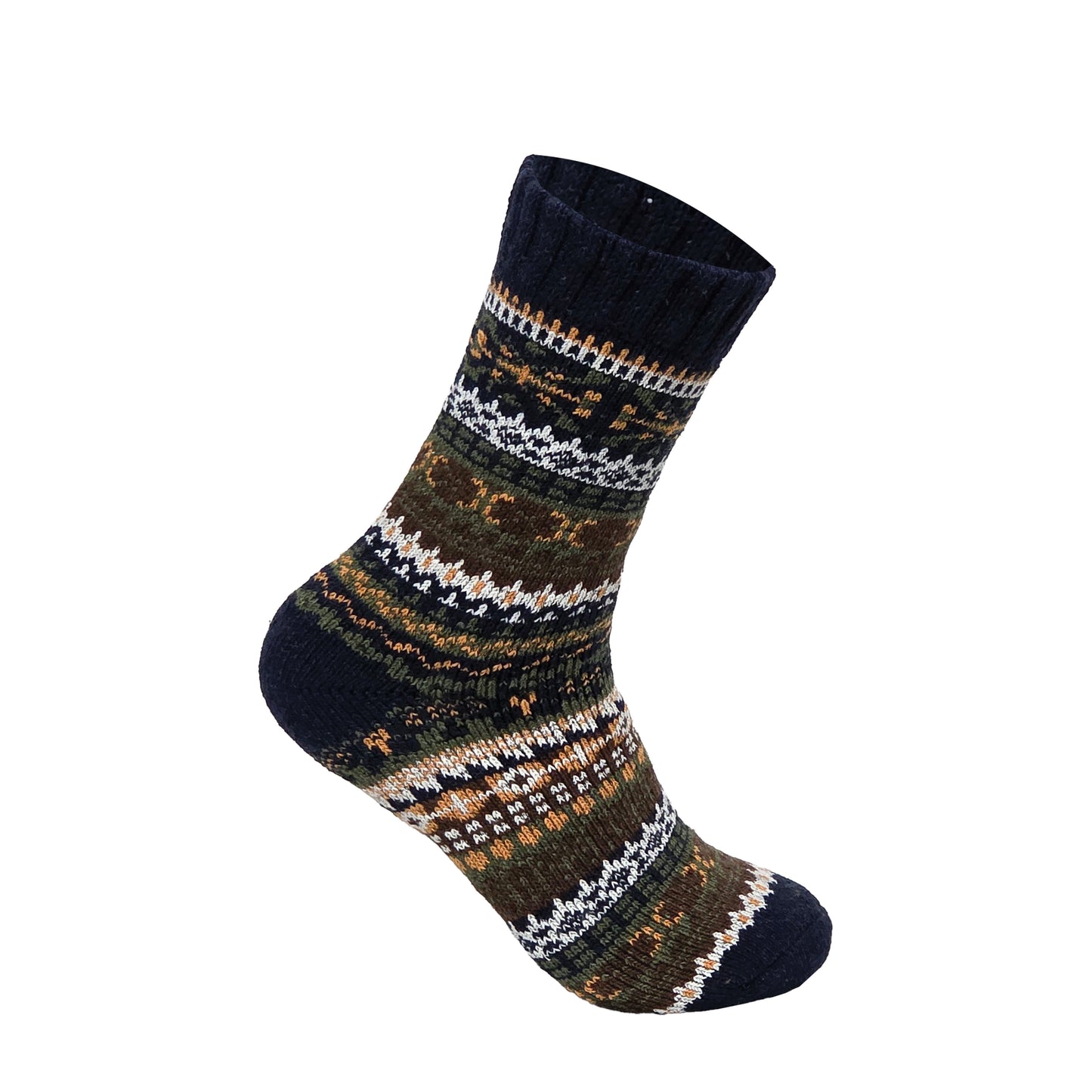 Mens Merino Lambs Wool Socks - Fair Isle Snowflake (12 Pairs)
