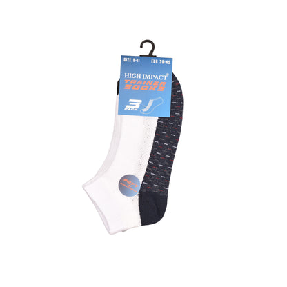 Mens Trainer Socks - Side Panel Dash Pattern (12 Pairs)