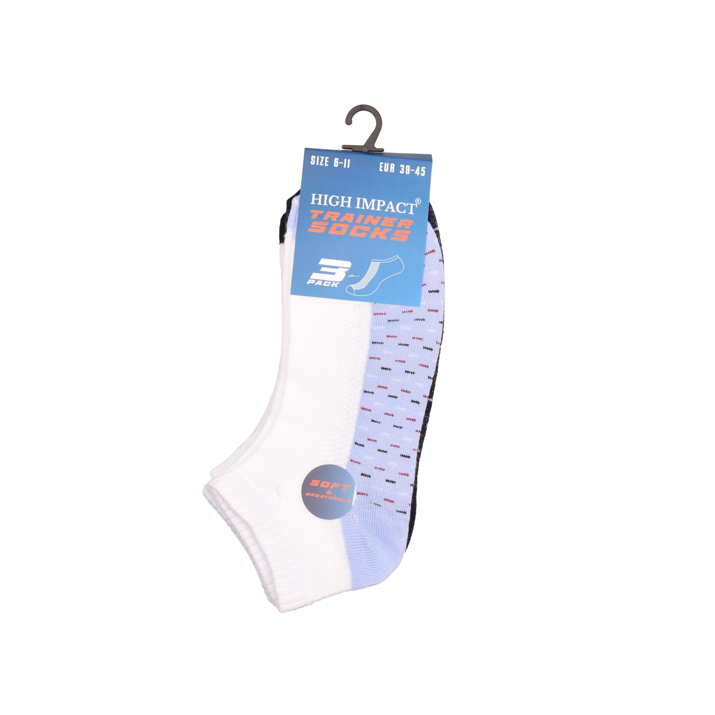 Mens Trainer Socks - Side Panel Dash Pattern (12 Pairs)
