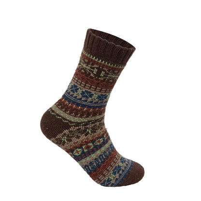 Mens Merino Lambs Wool Socks - Fair Isle Snowflake (12 Pairs)