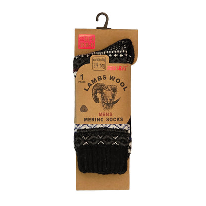 Mens Merino Lambs Wool Socks - Nordic Knit (12 Pairs)