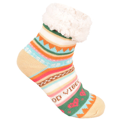 Ladies 4.8 TOG Cosy Slipper Socks - Festive Good Vibes