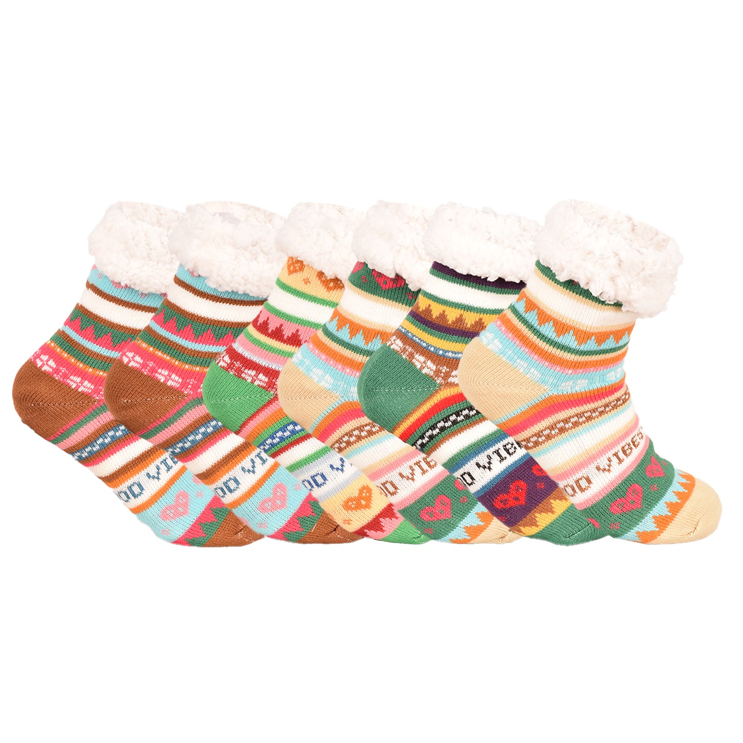Ladies 4.8 TOG Cosy Slipper Socks - Festive Good Vibes