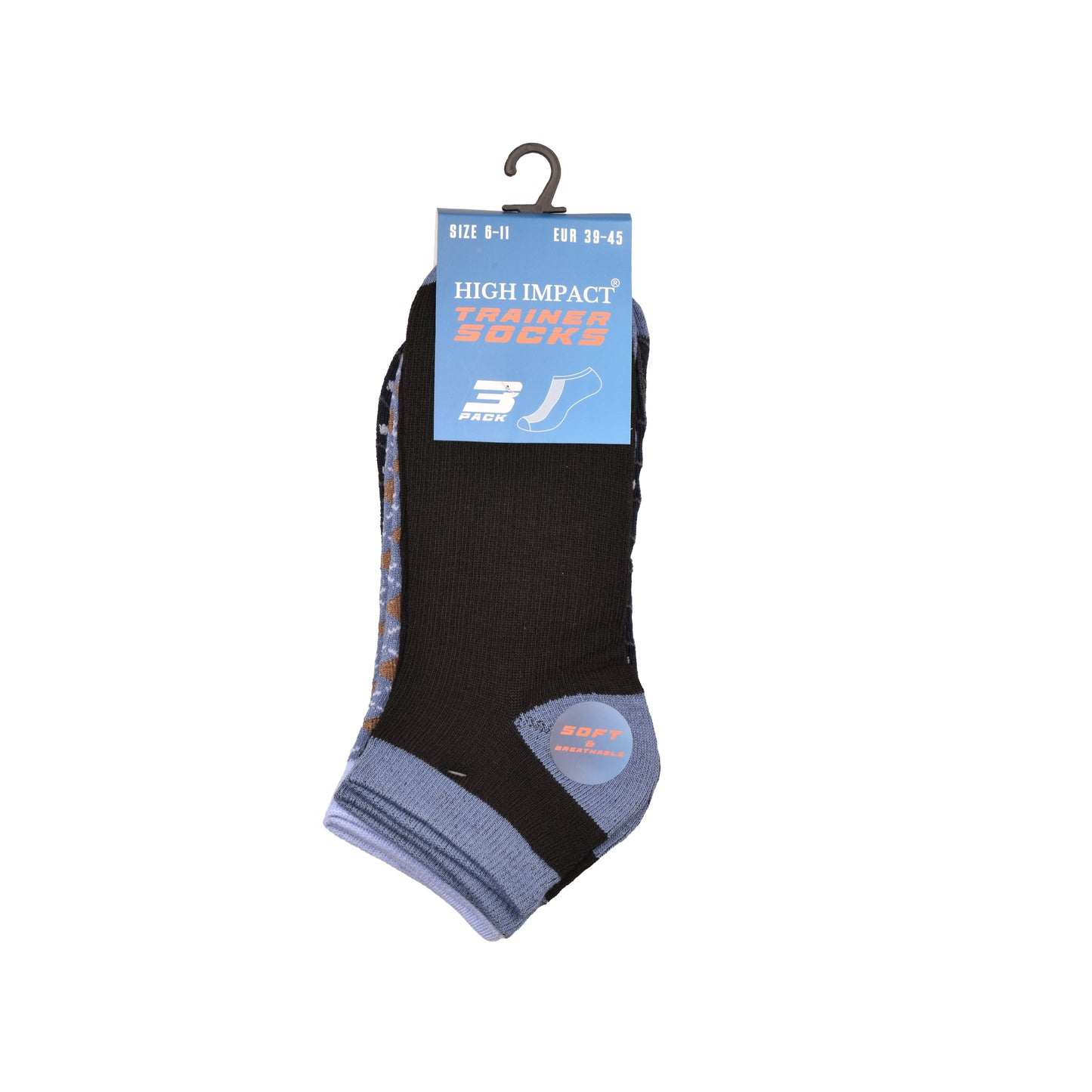 Mens Trainer Socks - Mixed Geometric Pattern (12 Pairs)