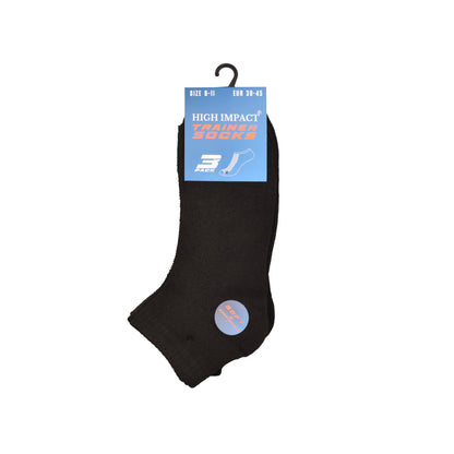 Mens Trainer Socks - Plain Black (12 Pairs)