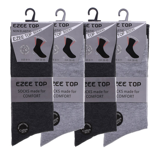 Mens Non Elastic Diabetic Socks - Plain Greys (12 Pairs)