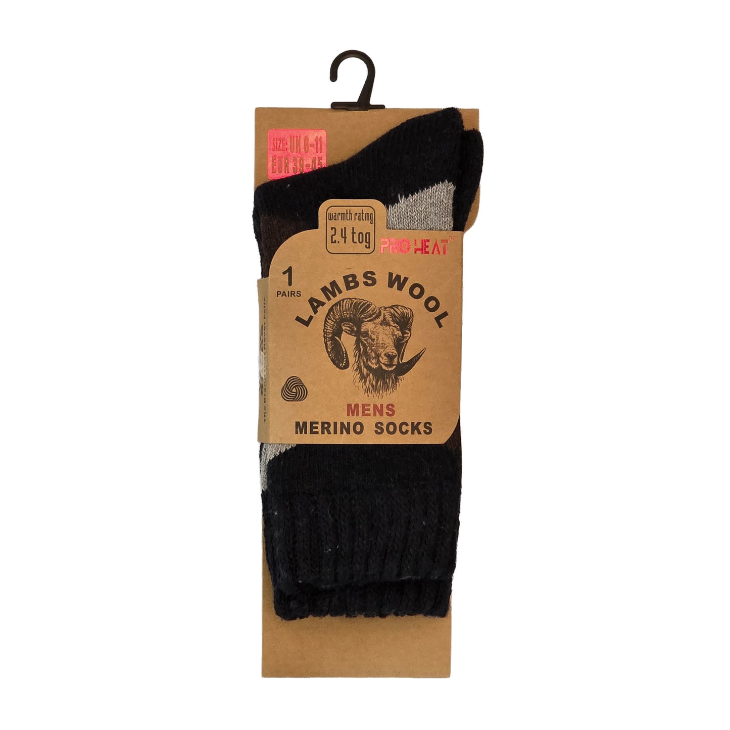 Mens Merino Lambs Wool Socks - Diamond (12 Pairs)