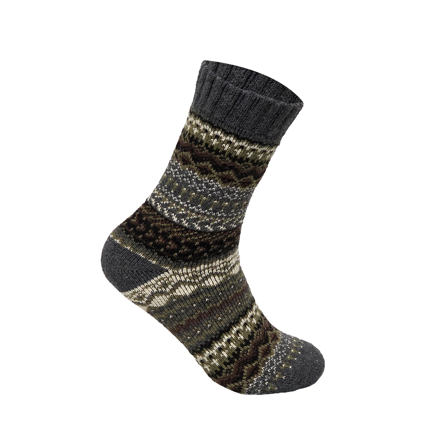 Mens Merino Lambs Wool Socks - Fair Isle (12 Pairs)