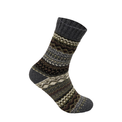 Mens Merino Lambs Wool Socks - Fair Isle (12 Pairs)