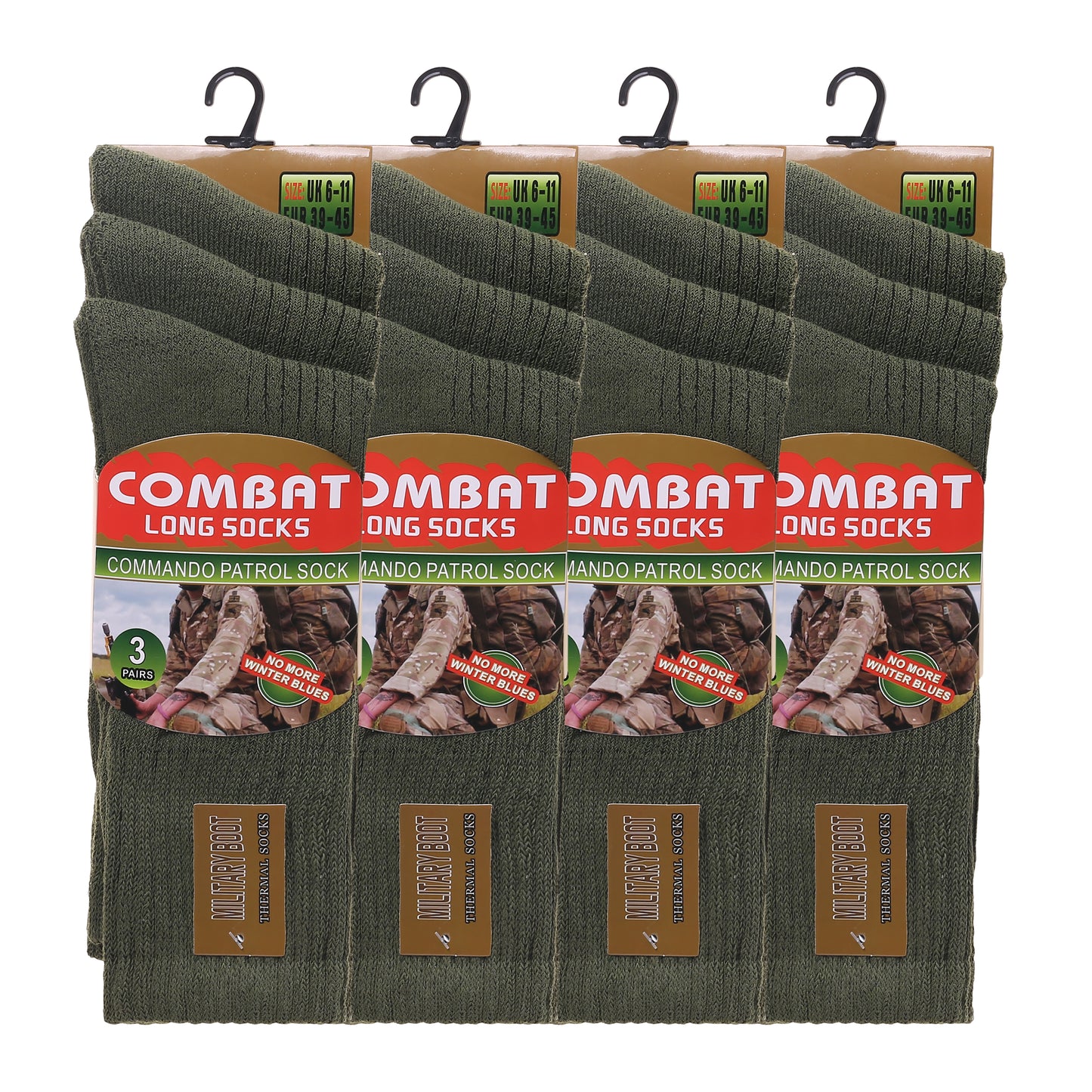 Mens Military Combat Long Socks (12 Pairs)