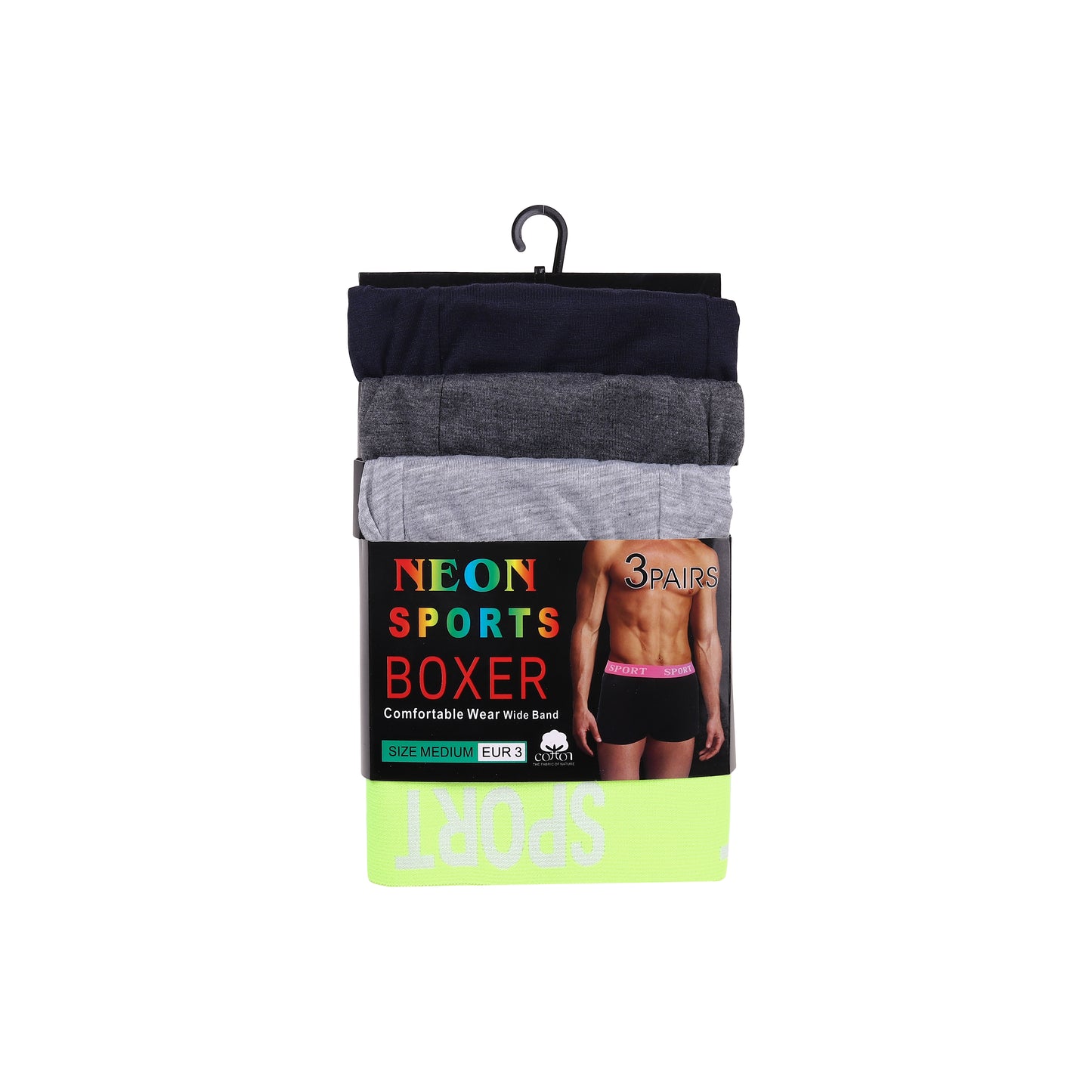 High Impact Men's Boxer Shorts with Neon Sport Waistband