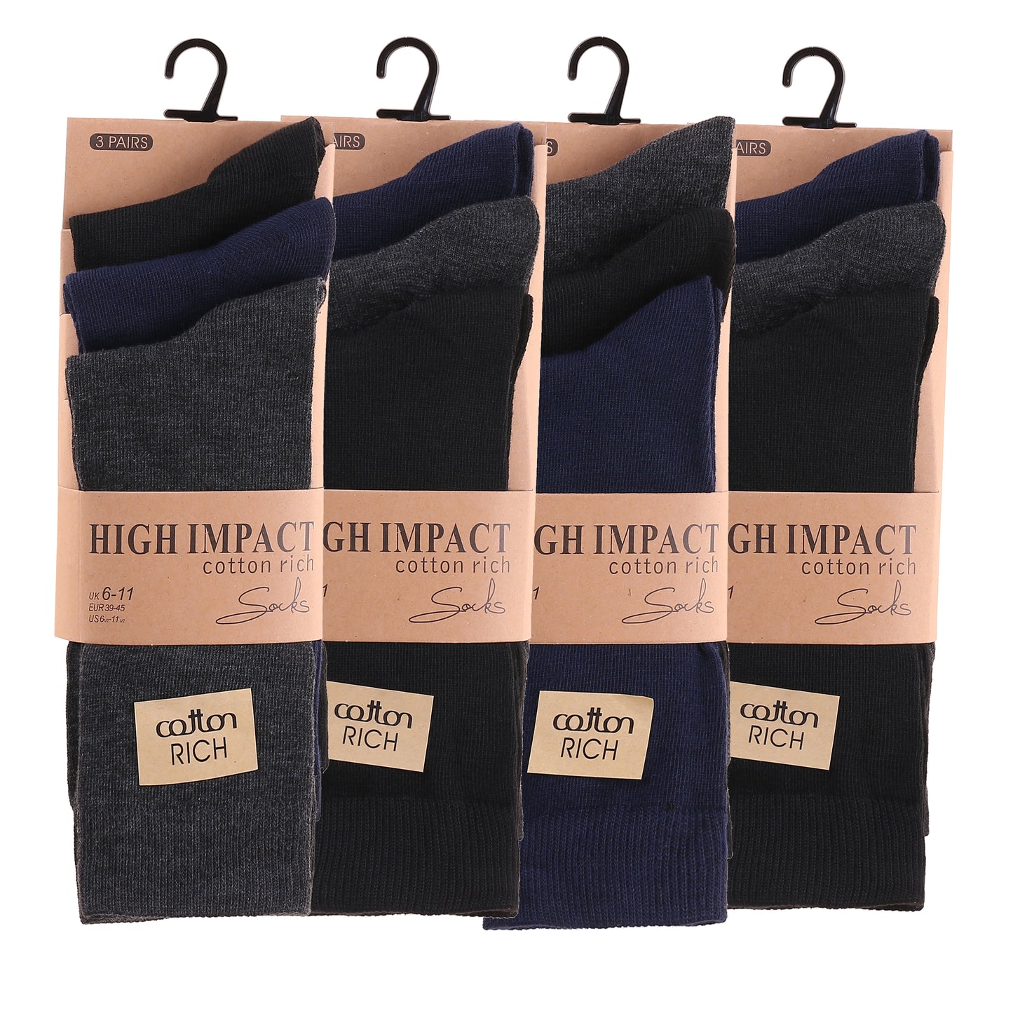 Mens Dress Socks - Assorted BNG (12 Pairs)