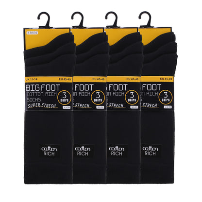 Mens Dress Socks - Big Foot (12 Pairs)