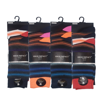 Mens Dress Socks - Multi Striped Pattern (12 Pairs)