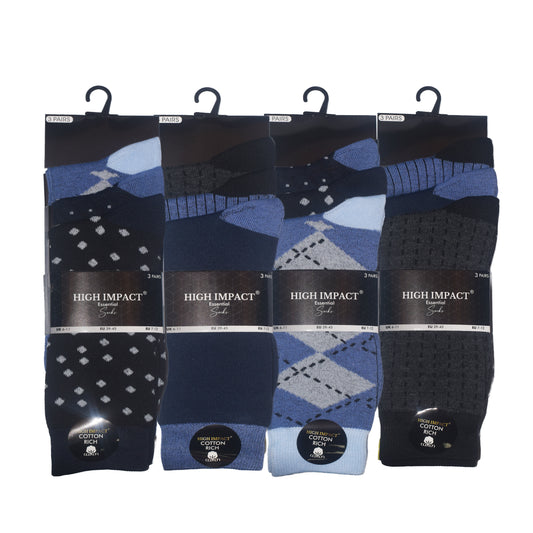 Mens Dress Socks - Mixed Pattern (12 Pairs)