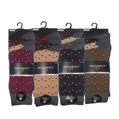 Mens Dress Socks - Square Dot Pattern (12 Pairs)
