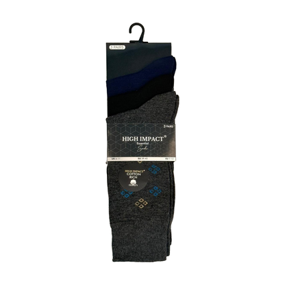 Mens Dress Socks - Geometric Diamond & Micro-Dash Pattern (12 Pairs)