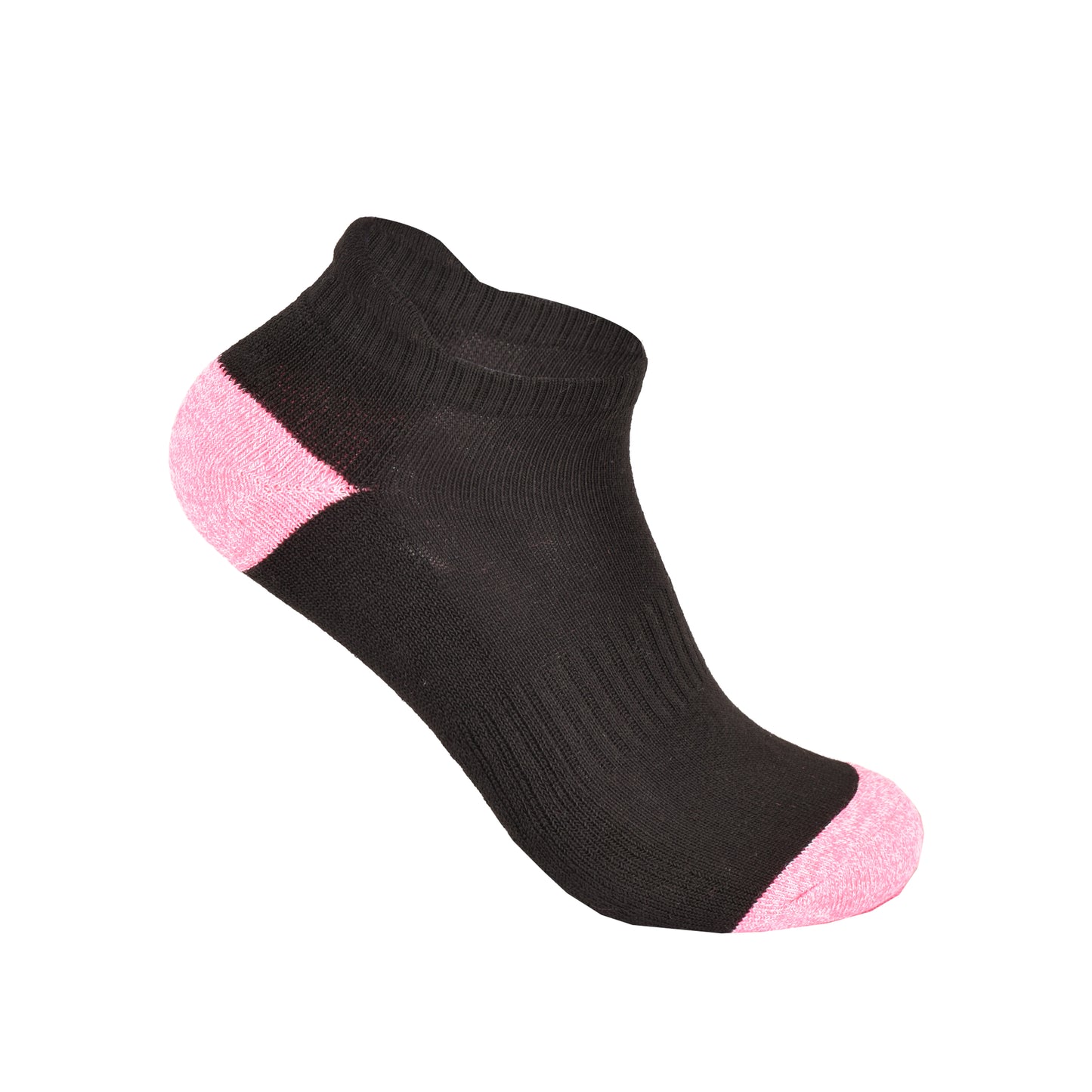 Ladies Cushioned Trainer Socks - Black-Contrast Heel/Toe (12 Pairs)