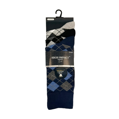 Mens Dress Socks - Argyle Diamond Pattern (12 Pairs)