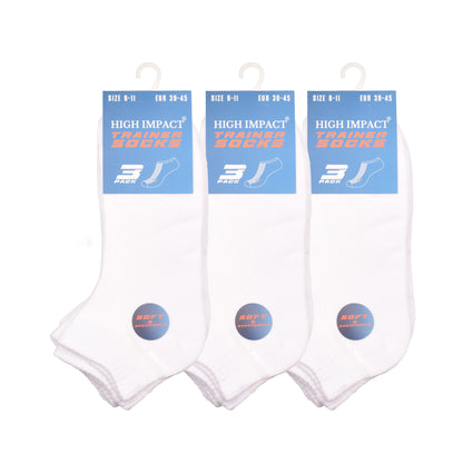 Mens Trainer Socks - Plain White (12 Pairs)