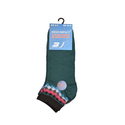 Mens Trainer Socks - Assorted Diamond Pattern (12 Pairs)