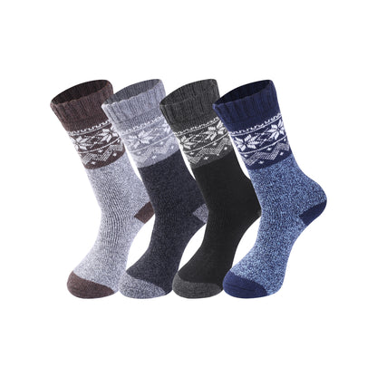 Mens Merino Lambs Wool Long Socks - Snowflake (12 Pairs)