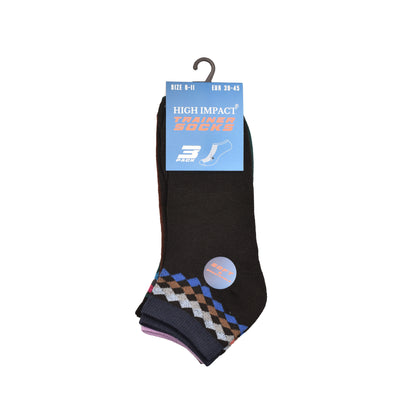 Mens Trainer Socks - Assorted Diamond Pattern (12 Pairs)