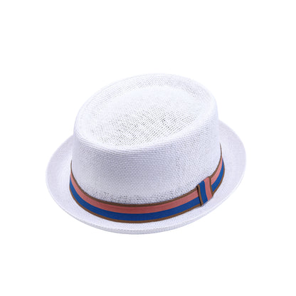 Classic Pork Pie Hat with Assorted Stripe Band